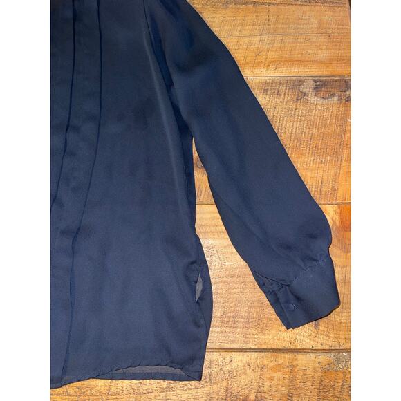 Womens Diane von Furstenberg Black Long Sleeve Soft Button Down Blouse Size 12 - Picture 2 of 7